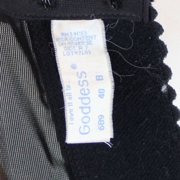 Goddess Long Line Bra Bustier Black Lace 40B 1990s Full Coverage Strapless b82 - Picture 7 of 8